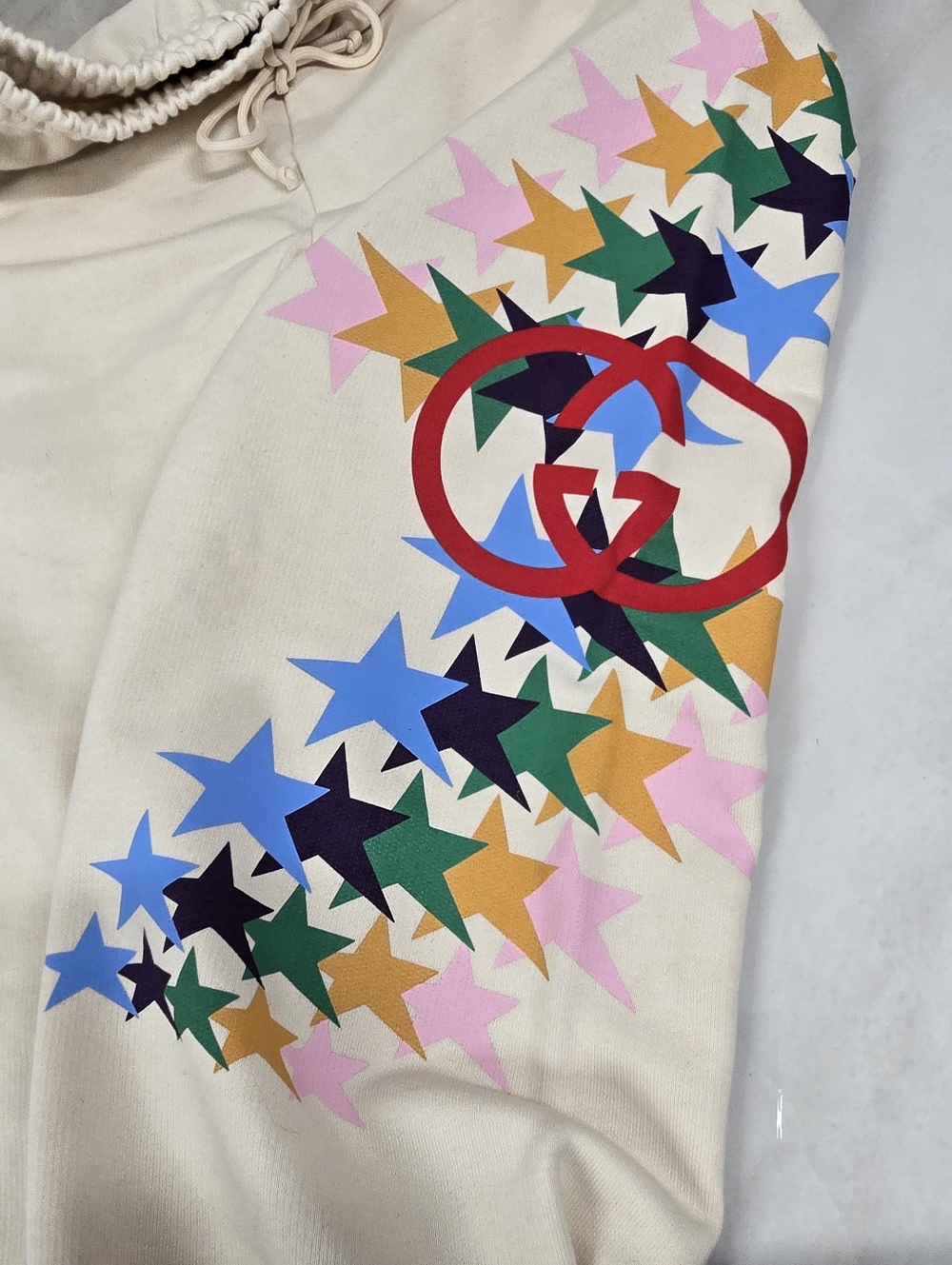 Gucci Cream Joggers with Multicolor Star Motif - Picture 3 of 11